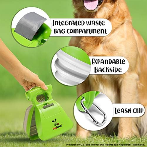 DogBuddy Pooper Scooper, Portable Dog Pooper Scooper, Poop Scooper for Small and Large Dogs, Pooper Scooper with Bag Attachment, Leash Clip and Dog Waste Bags Included (Large, Mist)