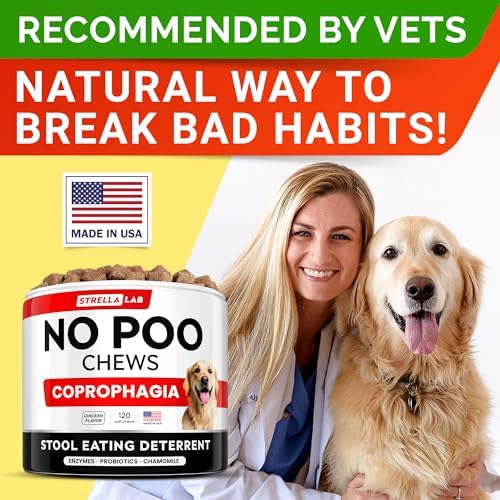 STRELLALAB No Poo Chews for Dogs - Coprophagia & Stool Eating Deterrent with Probiotics, Digestive Enzymes & Breath Aid Support - Stop Dog Poop Eating - Made in The USA