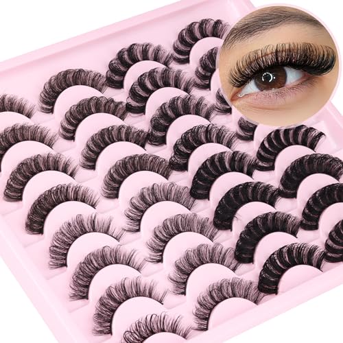 Russian Strip Lashes D Curl False Eyelashes Wispy 4 Styles Fake Eyelashes Natural Russian Eyelashes Fluffy Mink Lashes that Look Like Extensions 16 Pairs ALICROWN
