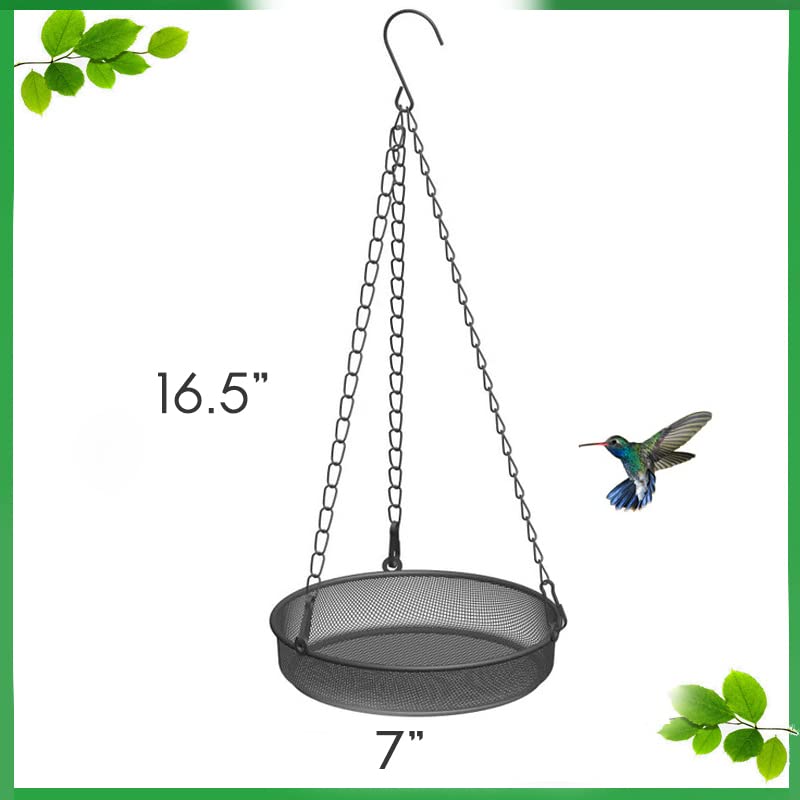 Hanging Bird Feeder, Birdfeeder Hanging for Garden Yard Outside Hanging Bird Feeder Tray - Metal Mesh Platform Feeders for Birds Outside Outdoors Hanging for Attracting Birds, 3Pcs