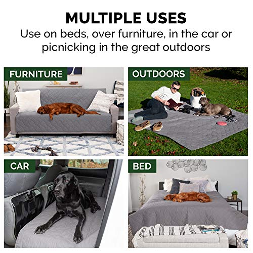 Furhaven Waterproof & Non-Slip Queen Size Mattress Cover Protector for Dogs & Cats, Washable, For Beds, Couches, & Car Seats - Quilted Twill Blanket Mattress Cover - Gray, Large/Queen Size