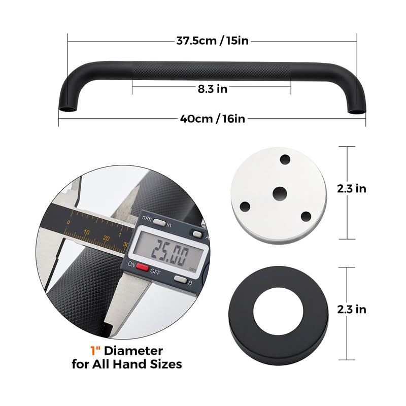 Grab Bars for Shower, 1 Pack 16-Inch Anti Slip Shower Handles for Elderly, Safety Shower Grab Bar, Stainless Steel Handicap Grab Bars for Bathroom (Black 1" Diameter)
