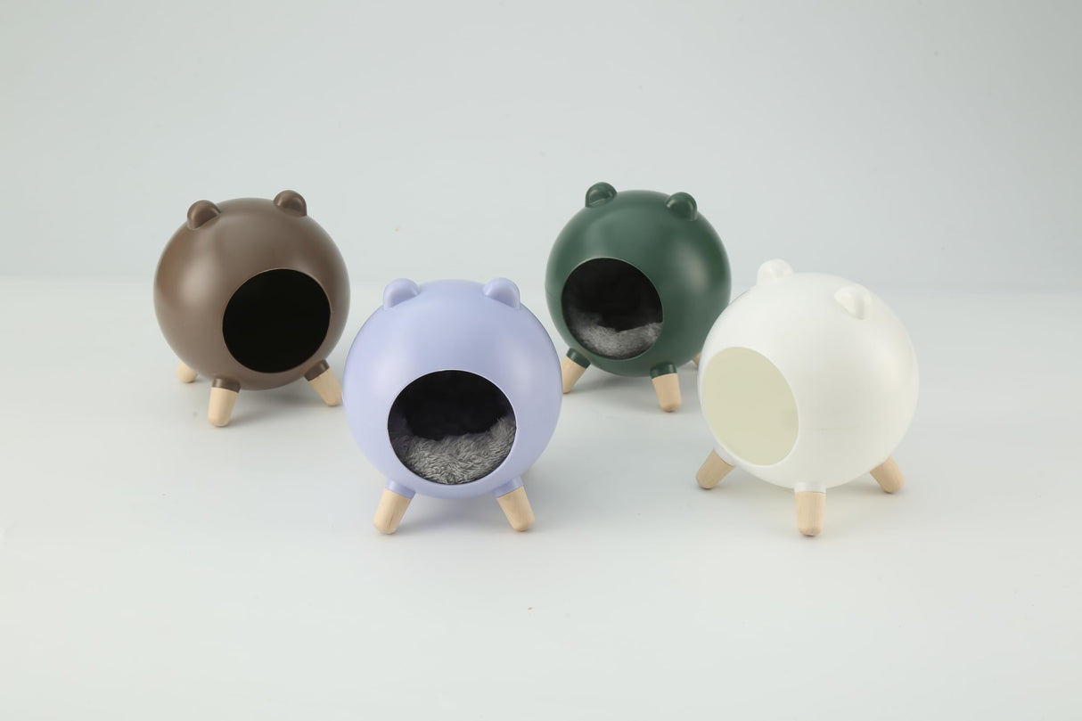 TUTU&LELE Hamster Hideout, Tiny House Hideout and Habitat, Space Elf Hiding Nest, Durable Hamster Bed with Round Thick Plush Pads, for Mice, Gerbils,Hamsters to Play, Sleep and Rest (White)