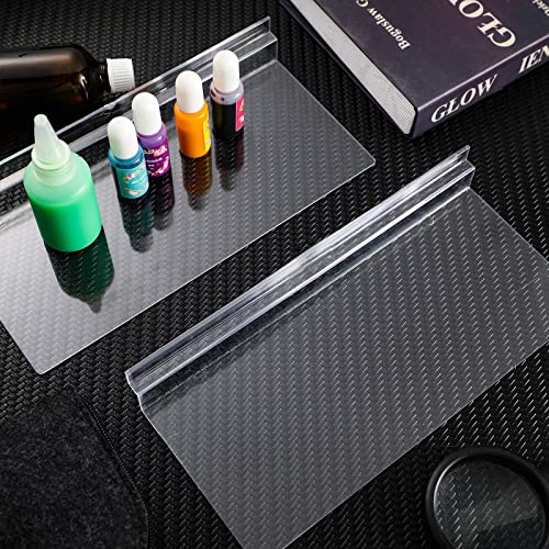 4 x 10 Inch Slatwall Shelves Hanging Slatwall Accessories Clear Slatwall Shelf Plastic Shelves for Wall, Home Shoe Stores Boutiques Supplies (Clear, 16 Pack)
