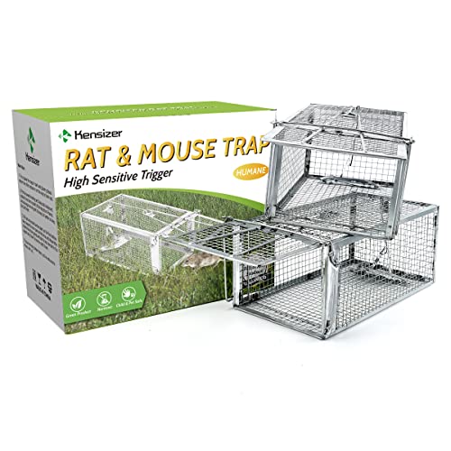 Kensizer 2-Pack Animal Humane Live Cage Trap That Work for Rat Mouse Chipmunk Mice Voles Hamsters and Other Small Rodents, Trampa para Ratones, Catch and Release