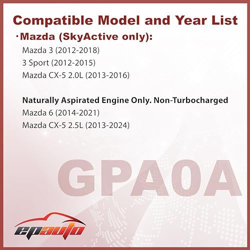 EPAuto GPA0A (PE07-13-3A0A) Replacement for Mazda Rigid Panel Engine Air Filter for SkyActiv Mazda 3 (2013-2018), Mazda 6 (2014-2021), CX-5 2.5L (2013-2024)