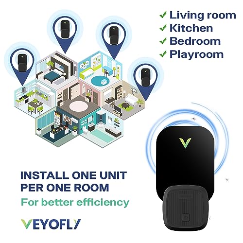 VEYOFLY Flying Insect Trap for Indoors - Plug-in Fly Traps: Catch Fruit Flies, Mosquitoes, Gnats, Moths & Other Insects with UV Light and Sticky Board - Gnat Killer for Home. (4-PK Device Black)