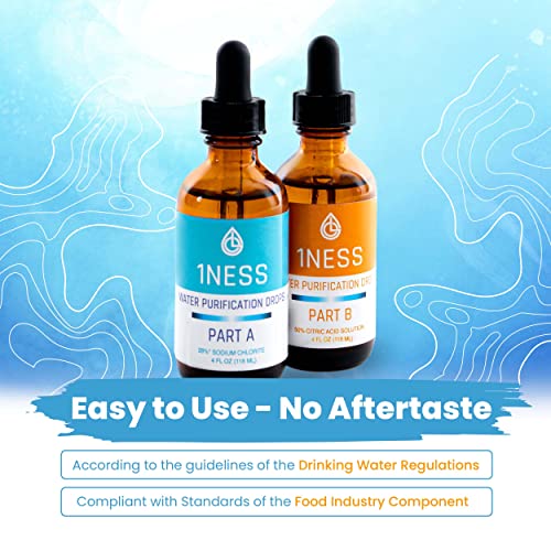 1NESS Chlorine Dioxide Kit 2 Part Liquid Classic 1:1 Set Citric Acid 50% : Sodium Solution (1x 4oz Solution A + 1x 4oz Solution B)