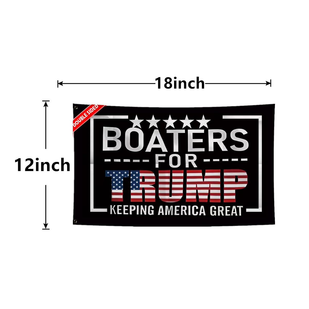 JOLCAHEU Double Sided Boaters for Trump Boat Flag 12x18inch,220D Durable Nylon President Trump Flag for Boat,Keeping America Great Flags with 2 Brass Grommets. (12x18in)