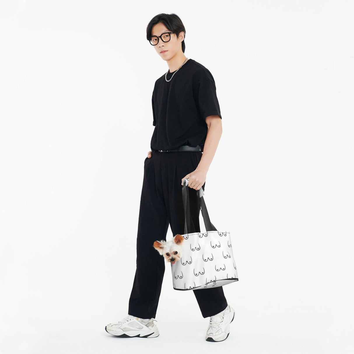 Dog Carrier Bag Compatible with Boobs Breasts Pattern Print White, Cat Tote Bag, Pet Carrier, Foldable Waterproof Dog Purse, Portable Tote Bag Carrier for Small to Medium Cats and Small Dogs