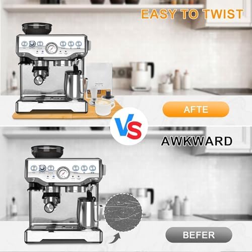 Bamboo Appliance Sliders for Breville Barista Espresso Machine, Countertop Sliding Tray Coffee Maker Mat, Air Fryer Storage Sliding Accessories for Most Kitchen Small Appliances, Foldable