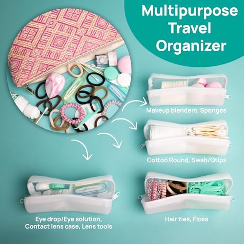 Cotton Round Swab Travel Case, 2 in 1 Portable Hair Accessories Organizer, Hair Tie Organizer, Hair Tie Holder, Bobby Pin Holder, Travel Qtips Case, Purse Organization, Floss Holder