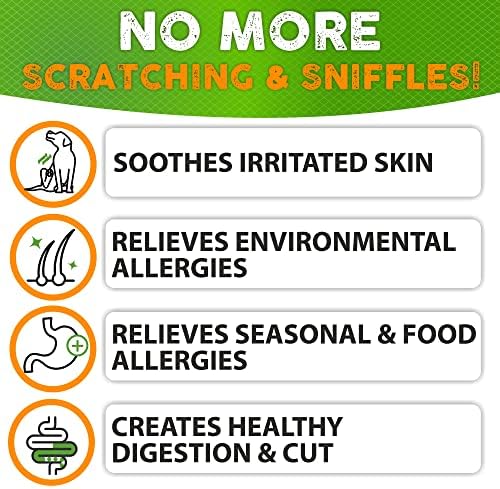 Dog Allergy Relief Chews - Dog Itch Relief - Omega 3 Fish Oil + Probiotics - Itchy Skin - Seasonal Allergies - Anti Itch Support & Hot Spots - Immune Supplement for Dogs