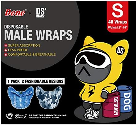 Dono Dog Diapers Male Disposable Male Dog Wraps, 24 Count Wider Doggie Puppy Diapers Male Belly Bands, Super Absorbent, Leak-Proof Fit, Excitable Urination, Incontinence, S