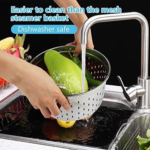 Steamer Basket for instant Pot Pressure Cooker, Accessories Set Compatible with 5/6/8 Qt InstaPot -18/8 Stainless Steel Strainer Insert with Silicone Handle,Divider,Egg Steamer Rack, 6 Quart