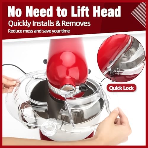 Pouring Shield for KitchenAid Tilt Head 4.5-5QT Mixer,Fit for Stainless Steel Bowls (Only),Food Grade Pouring Shield Mixers Bowl Cover Splash Guard for Kitchen aid Accessories and Attachments,Upgraded