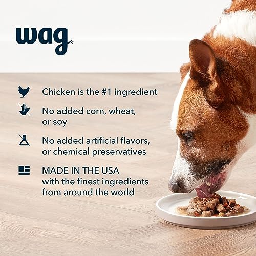 Amazon Brand - Wag Wet Canned Dog Food, Chicken & Vegetable Stew Recipe, 13.2 oz Can (Pack of 12)
