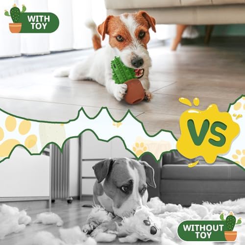 Dog Toys for Aggressive Chewers,Durable Dog Chew Toys for Medium Large Dogs Beef Favor,Cactus Dog Toothbrush Teeth Cleaning Toy Dog Toys to Keep Them Busy Christmas Birthday Gifts