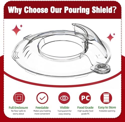 Pouring Shield for KitchenAid Tilt Head 4.5-5QT Mixer,Fit for Stainless Steel Bowls (Only),Food Grade Pouring Shield Mixers Bowl Cover Splash Guard for Kitchen aid Accessories and Attachments,Upgraded