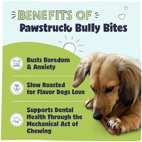 Pawstruck Natural 1–4" Bully Stick Bites for Small Dogs and Puppies – Single Ingredient, Digestible, Rawhide-Free, High-Protein Chew Treat Bones – 8 oz Bag – Packaging May Vary