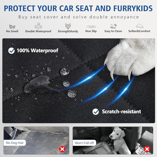 XL Truck Back Seat Extender for Dogs, Dog Seat Cover Back Seat Supports 400lbs, Hard Bottom Pet Seat Covers for Crew Cab Trucks, Dog Hammock for F150, RAM1500, Sierra, Tundra, Silverado, Titan Black