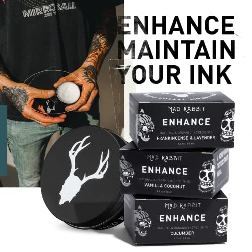 Mad Rabbit Tattoo Balm & Aftercare Cream- Color Enhancement that Revives Old Tattoos, Hydrates New Tattoos, Made With Clean Ingredients + Petroleum Free, Daily Tattoo Lotion Moisturizer & Brightener