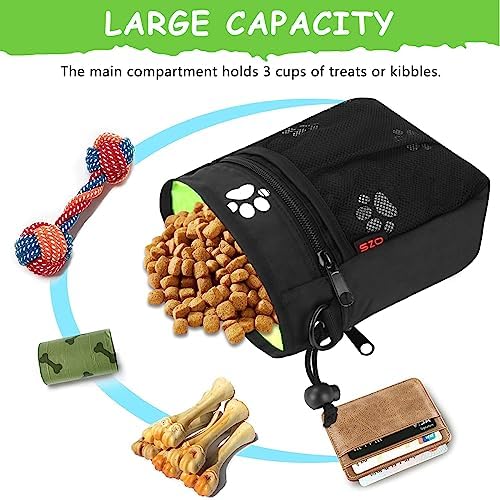 Dog Treat Pouch - 3 Ways to Wear Treat Pouches for Pet Training and 2 Pieces Clicker Taining for Dogs, Dog Training Treat Pouch Bag and Dog Clicker for Training with Waist Belt Shoulder Strap - Paws