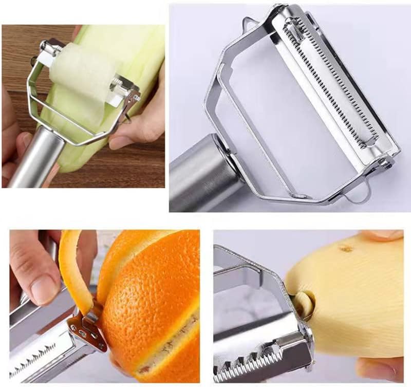 Julienne Peeler, Stainless Steel Vegetable Peeler, Double-Blade Vegetable Slicer, and Fruit Slicer