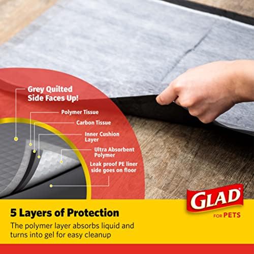 Glad for Pets Black Charcoal Puppy Pads 23" x 23" AllinOne Puppy Potty Training Pads That ABSORB & NEUTRALIZE Urine Instantly New & Improved Quality Puppy Pee Pads, (Pack of 1, 100 Count Total)