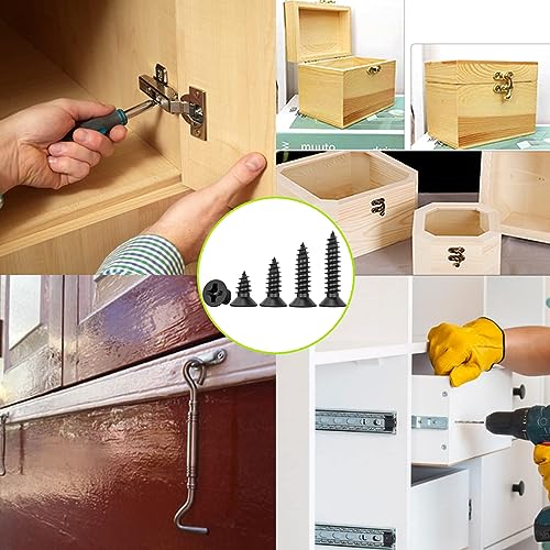 M3 Small Screw Kit, Short Wood Screws Assortment Kit, 600pcs Tiny Screws 6/8/10/12mm Phillips Flat Head Self Tapping Electronic Accessories Screw Multifunctional DIY Micro Woodworking Small Screws Set