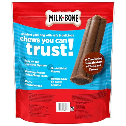 Milk-Bone Comfort Chews, Rawhide Free Dog Treats with Unique Chewy Texture and Real Beef, 16 Chews, Easy on Digestive System
