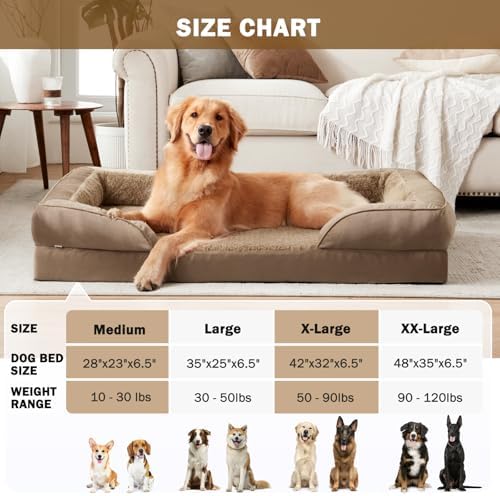 INVENHO Orthopedic Dog Bed for Extra Large Dogs, XXL Waterproof Dog Sofa Beds, Egg-Crate Foam Dog Couch Bed with Washable Removable Cover, Waterproof Lining and Nonskid Bottom