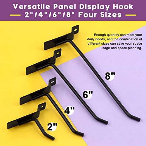 Swpeet 20Pcs 6 Inch Heavy Duty Slatwall Hooks Assortment Kit, Slatwall Accessories Slatwall Panel Hooks Garage Organization Slat Wall Hooks Pegboard Gridwall Hooks Display Hooks for Retail Black