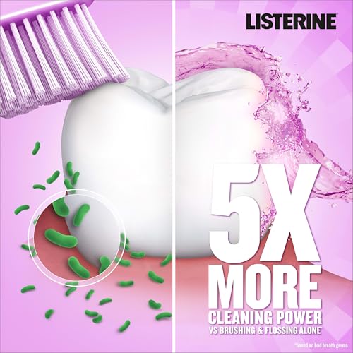 Listerine Total Care Alcohol-Free Anticavity Fluoride Mouthwash, 6 Benefit Oral Rinse to Help Kill 99% of Germs That Cause Bad Breath, Strengthen Enamel, Fresh Mint, Travel Size, 95 mL (Pack of 12)