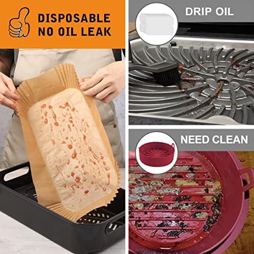 Aieve 100Pcs Disposable Air Fryer Liners Grill Liner compatible with Ninja Grill XL Air Fryer FG551, Non-Stick Air Fryer Accessories