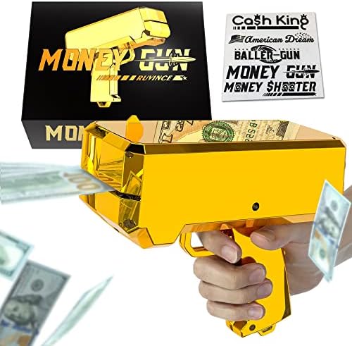 RUVINCE Money Gun Shooter Money Gun for Movies That Look Real, Prop Gun Make it Rain, Handheld Cash Gun for Game Movies Party