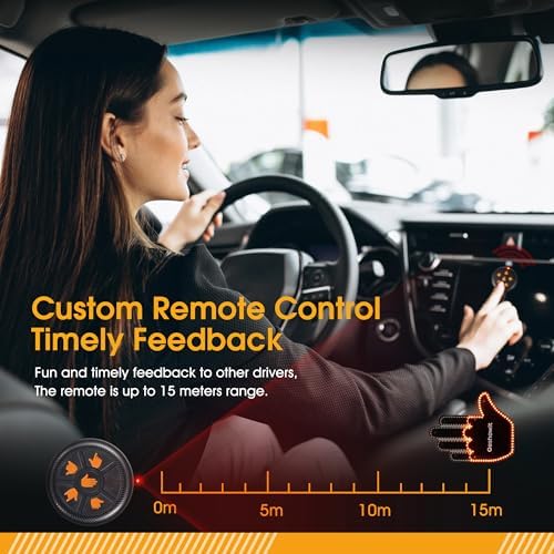 Car Accessories for Men - Car Finger Light with 6 Gestures Remote - Show Your Feelings to Drivers - Ideal Gift Hand Gesture Lights, Truck Accessories, Finger Flicker Car LED Signs for Men and Women