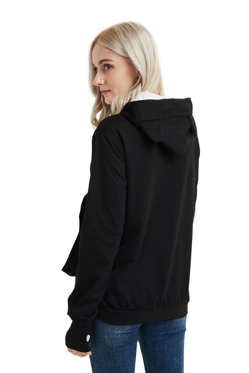 Womens Pet Carrier Sweater Dog Cat Pouch Hoodies Plus Size Tops Black XL