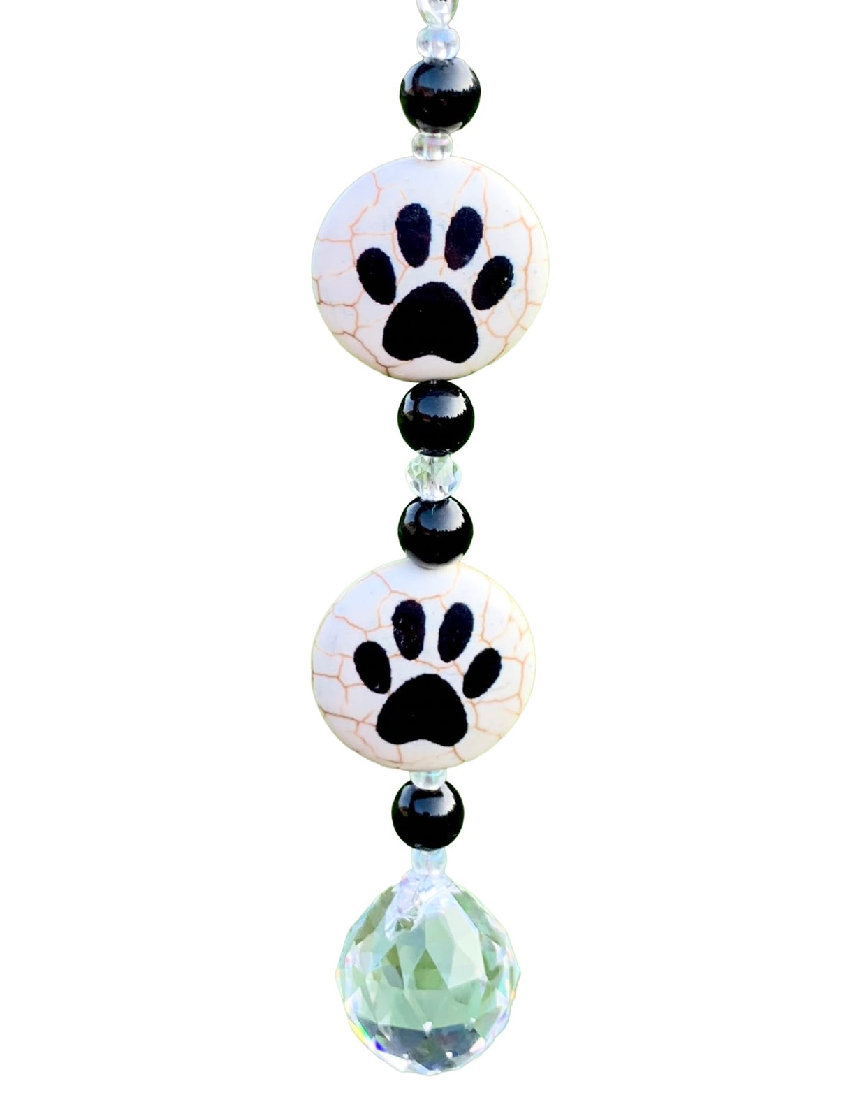 Rear View Mirror Crystal Car Charm,Animal Paw Print Sun Catcher,Dog Paw Stone Hanging Prism, Pet Print Ornament,Animal Lover Gift,Pet Sympathy