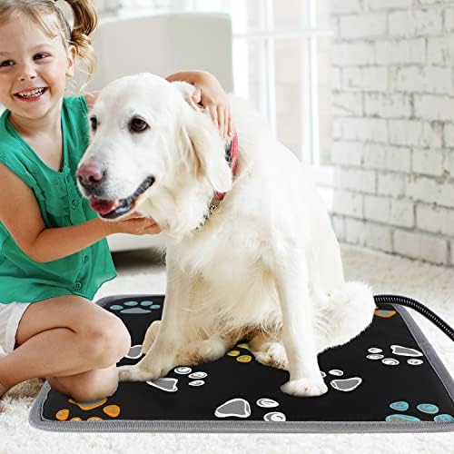 Furrybaby Pet Heating Pad, Waterproof Dog Heating Pad Mat for Cat with 5 Level Timer and Temperature, Pet Heated Warming Pad with Durable Anti-Bite Tube Indoor for Puppy Dog Cat (Black Paw, 24" X 16")