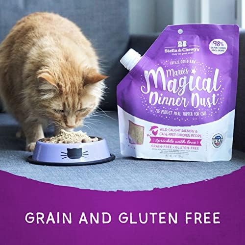 Stella & Chewy's Freeze-Dried Raw Marie’s Magical Dinner Dust – Grain Free, Protein Rich Cat & Kitten Food Topper – Cage-Free Chicken Recipe – 7 Oz Bag