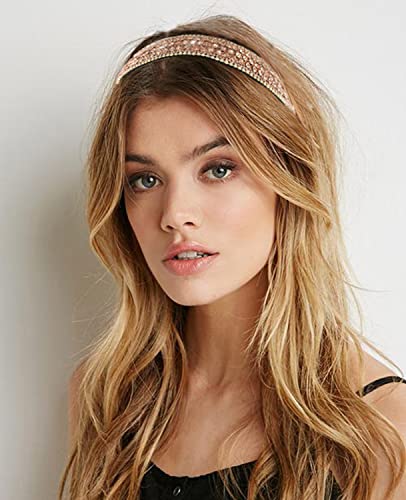 Wecoe Hairband, Crystal Rhinestone Headband for Women and Girls, Fashion Diamond Headband, Glitter Headbands, Sparkly Hair Band, Hair Accessories Gifts for Women Girls Ladies (Coffee)