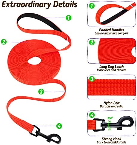 lynxking Dog Training Leash Long Obedience Recall Agility Leash 15ft 30ft 50ft Tracking Lead Perfect for Training Play Camping and Backyard