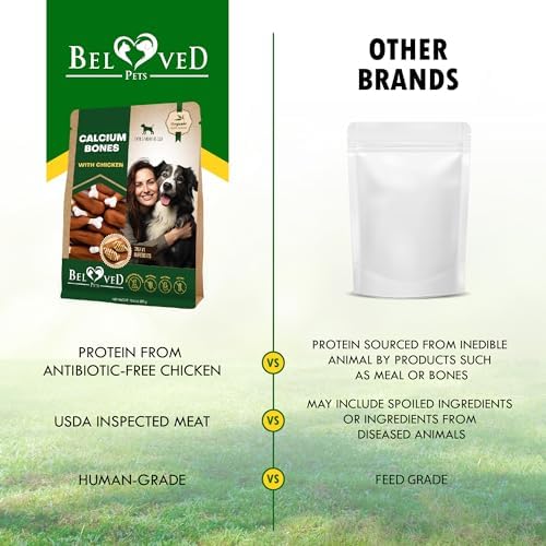 Dog Treats, Calcium Bones Wrapped Chicken & Rawhide Free Chew - Pet Healthy Dried Snacks & Grain Free Meat - Bulk Best Chews for Christmas, Training Small & Large Dogs - Made for USA