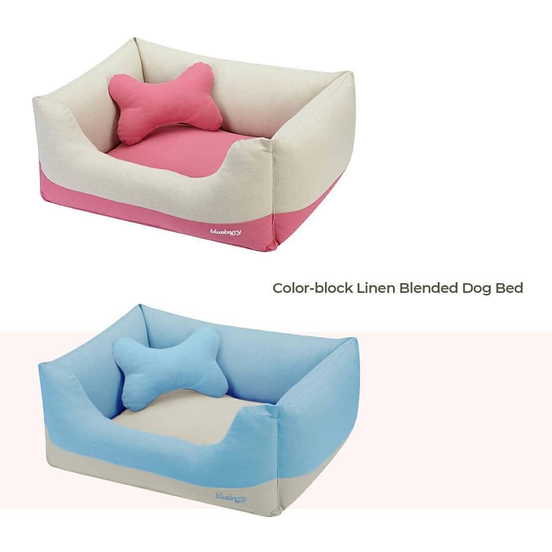 Blueberry Pet Fully Removable Washable Dog Bed, Heavy Duty Pet Bed w/Durable YKK Zippers, 25" x 21" x 10", 6 Lbs, Baby Blue & Beige Color-Block Beds for Cats & Dogs