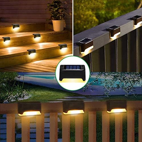 Solar Pool Side Lights Color Changing Solar Deck Lights Outdoor LED Step Light Waterproof Pool Accessories Decor for Stairs Fence Yard Driveway Pathway Yard Backyard Garden (Black-Warm white, 16)
