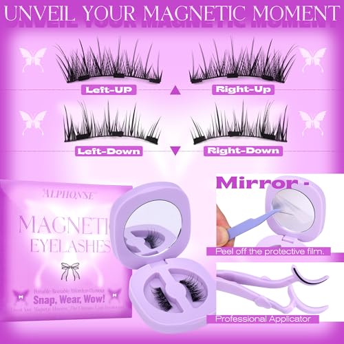 Half Lashes Magnetic Eyelashes With Applicator Cat Eye Magnetic Lashes with Clamp Wispy False Eyelashes Natural Look No Glue Needed pestañas postizas magneticas by ALPHONSE