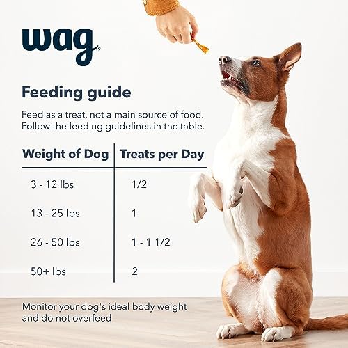 Amazon Brand – Wag Chewy Whole Muscle American Jerky Dog Treats – Chicken & Flaxseed (1 lb), Grain Free