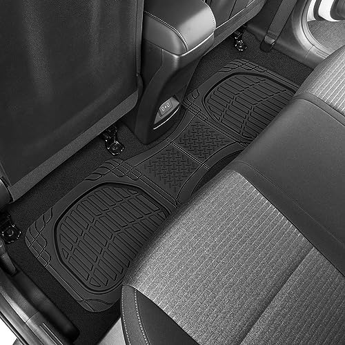 Motor Trend FlexTough Floor Mats for Cars, Deep Dish All-Weather Mats, Waterproof Trim-To Fit Automotive Floor Mats for Cars Trucks SUV, Universal Floor Liner Car Accessories, Black, Full Set