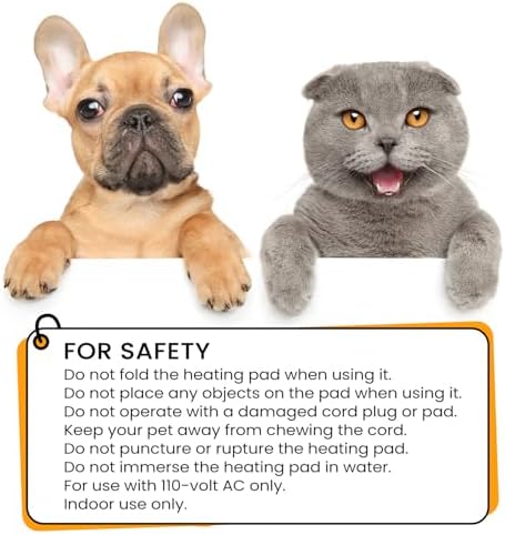 Pettycare Pet Heating Pad for Dog Cat, Electric Heating with Steel-Wrapped Cord, 25-Level Timer & 11-Level Temperature Indoor Warming Pads Easy Clean for Puppy Cat Dog M 18x18inch, Grey